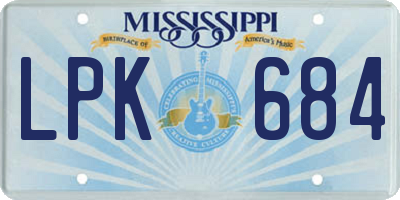 MS license plate LPK684