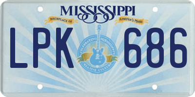MS license plate LPK686