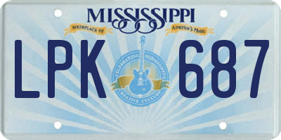 MS license plate LPK687