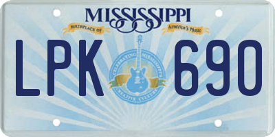 MS license plate LPK690