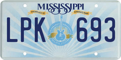 MS license plate LPK693