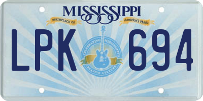 MS license plate LPK694