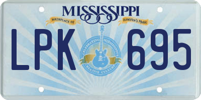 MS license plate LPK695