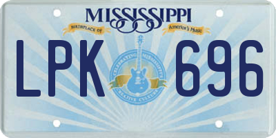 MS license plate LPK696
