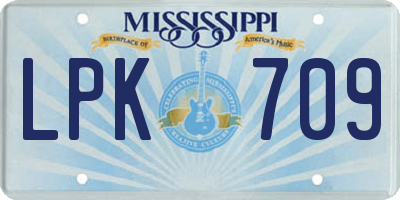 MS license plate LPK709