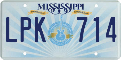 MS license plate LPK714