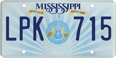 MS license plate LPK715