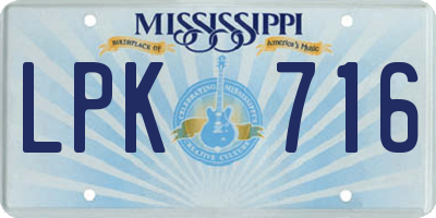 MS license plate LPK716