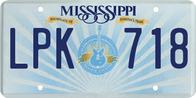 MS license plate LPK718