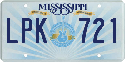MS license plate LPK721
