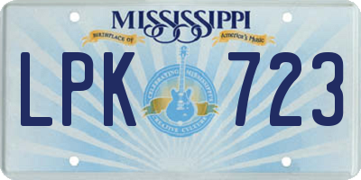 MS license plate LPK723