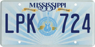MS license plate LPK724