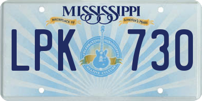 MS license plate LPK730