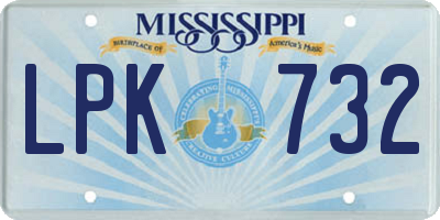 MS license plate LPK732