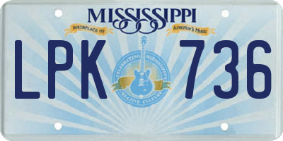 MS license plate LPK736