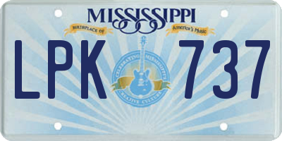 MS license plate LPK737