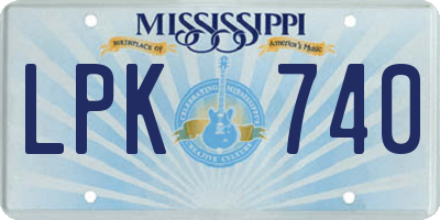 MS license plate LPK740