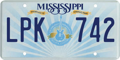 MS license plate LPK742
