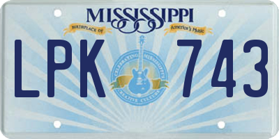 MS license plate LPK743