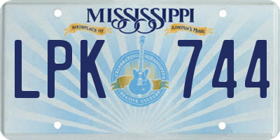 MS license plate LPK744