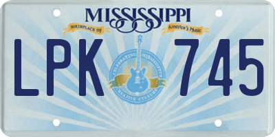 MS license plate LPK745