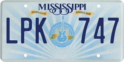 MS license plate LPK747