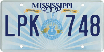 MS license plate LPK748