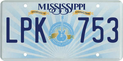 MS license plate LPK753