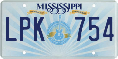 MS license plate LPK754