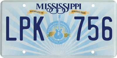 MS license plate LPK756