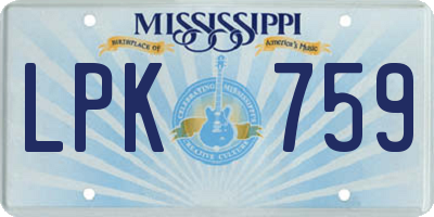 MS license plate LPK759