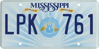 MS license plate LPK761