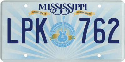 MS license plate LPK762