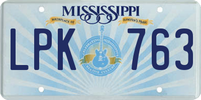 MS license plate LPK763