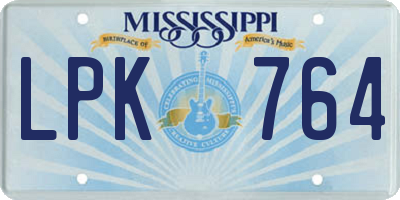 MS license plate LPK764