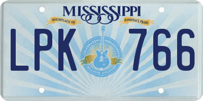 MS license plate LPK766