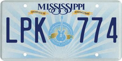 MS license plate LPK774
