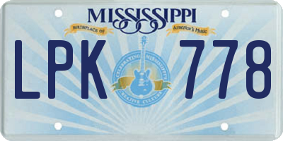 MS license plate LPK778