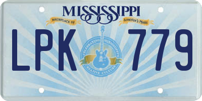 MS license plate LPK779