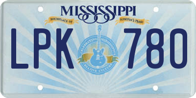 MS license plate LPK780