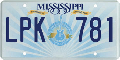 MS license plate LPK781