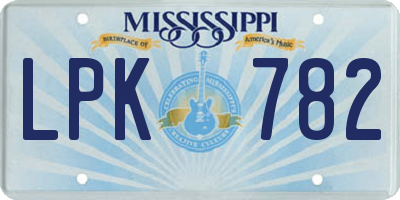 MS license plate LPK782