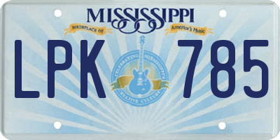 MS license plate LPK785