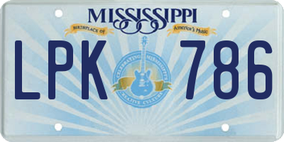 MS license plate LPK786