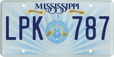 MS license plate LPK787