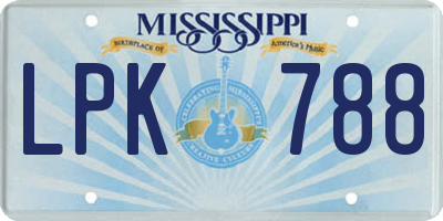 MS license plate LPK788