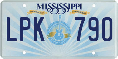 MS license plate LPK790