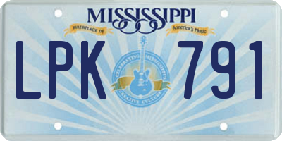 MS license plate LPK791