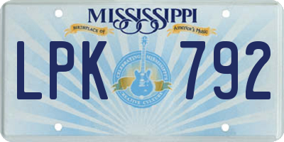MS license plate LPK792
