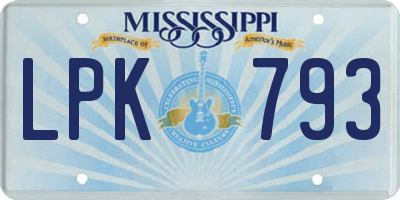 MS license plate LPK793